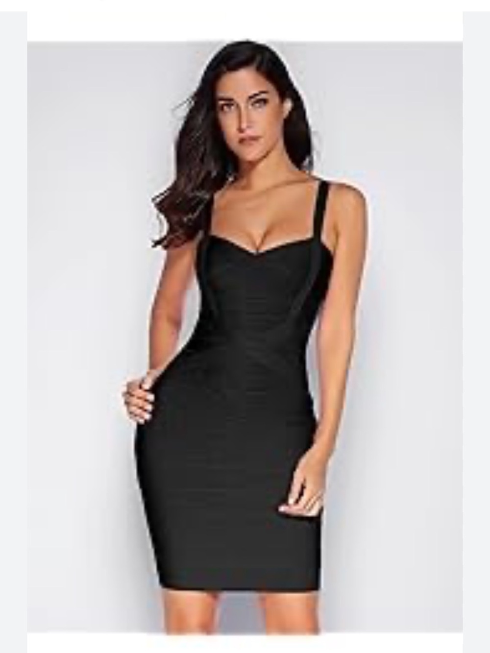 Black Bandage Bodycon Dress - Women's Strappy Midi size SX